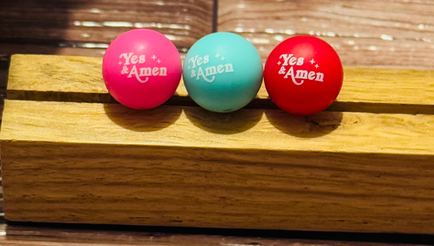 Yes & Amen Silicone Custom 15mm Beads-1 Christian