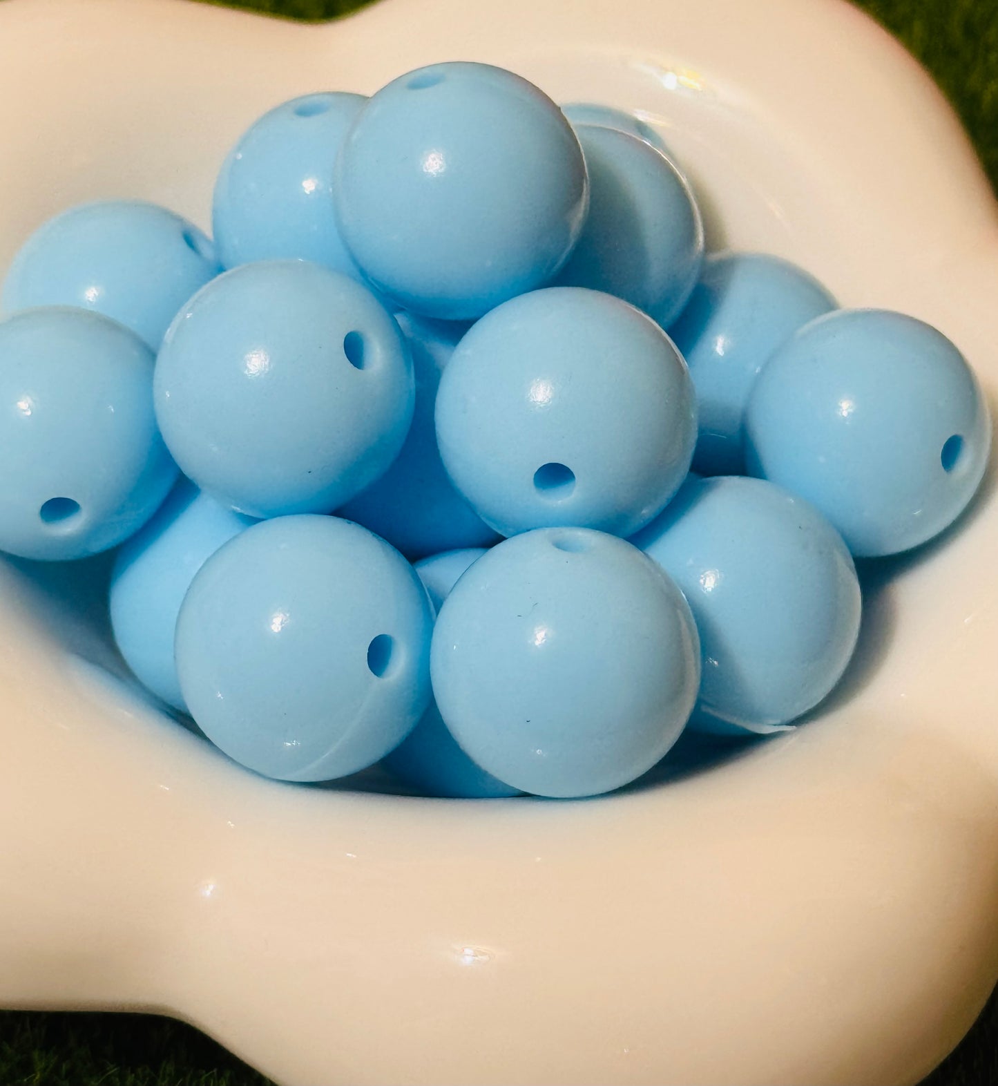 Sky Blue Shiny 15 mm Silicone beads-10 pack