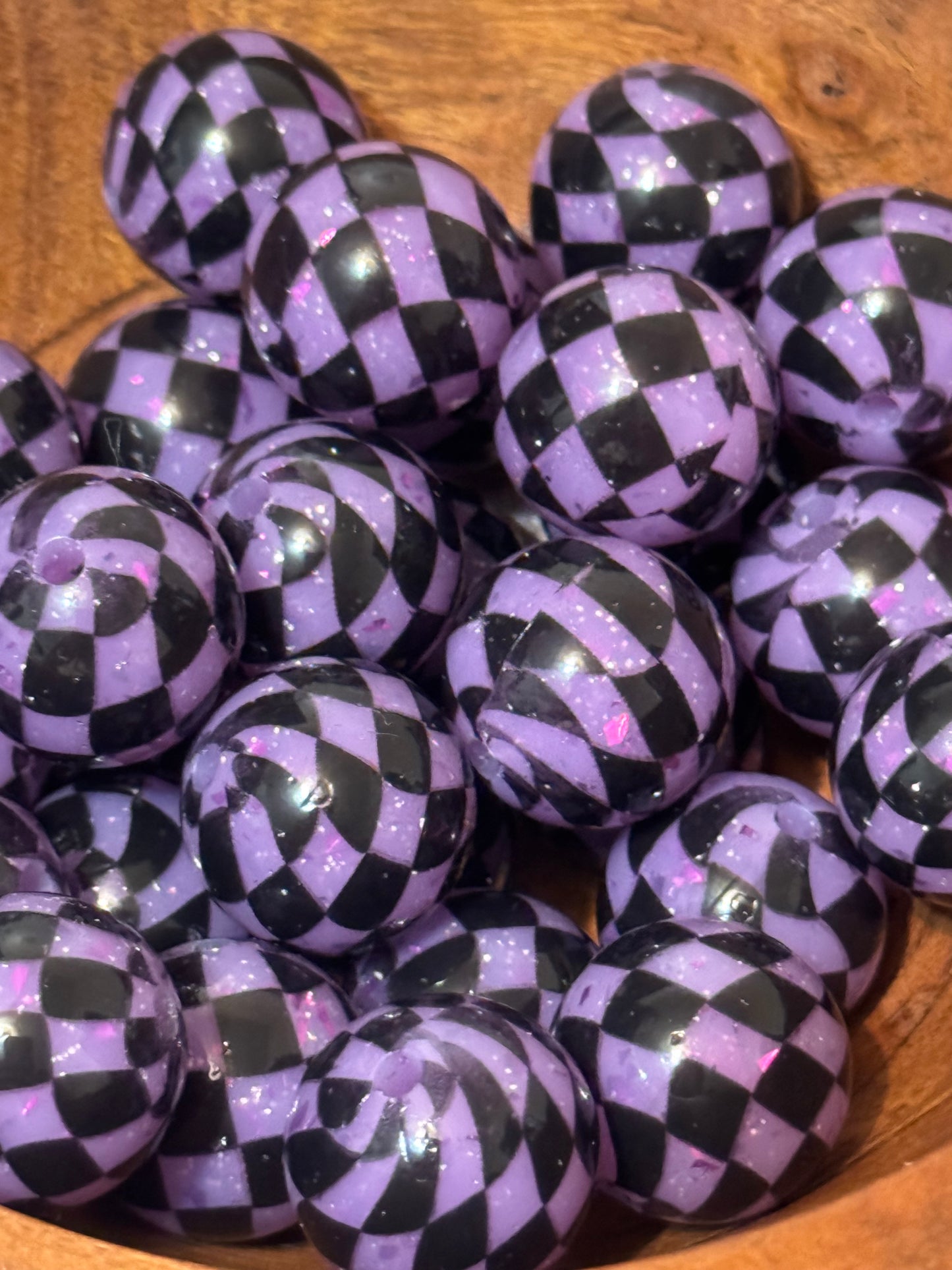 Purple Glitter Checkered Dance floor 15mm Silicone beads-1