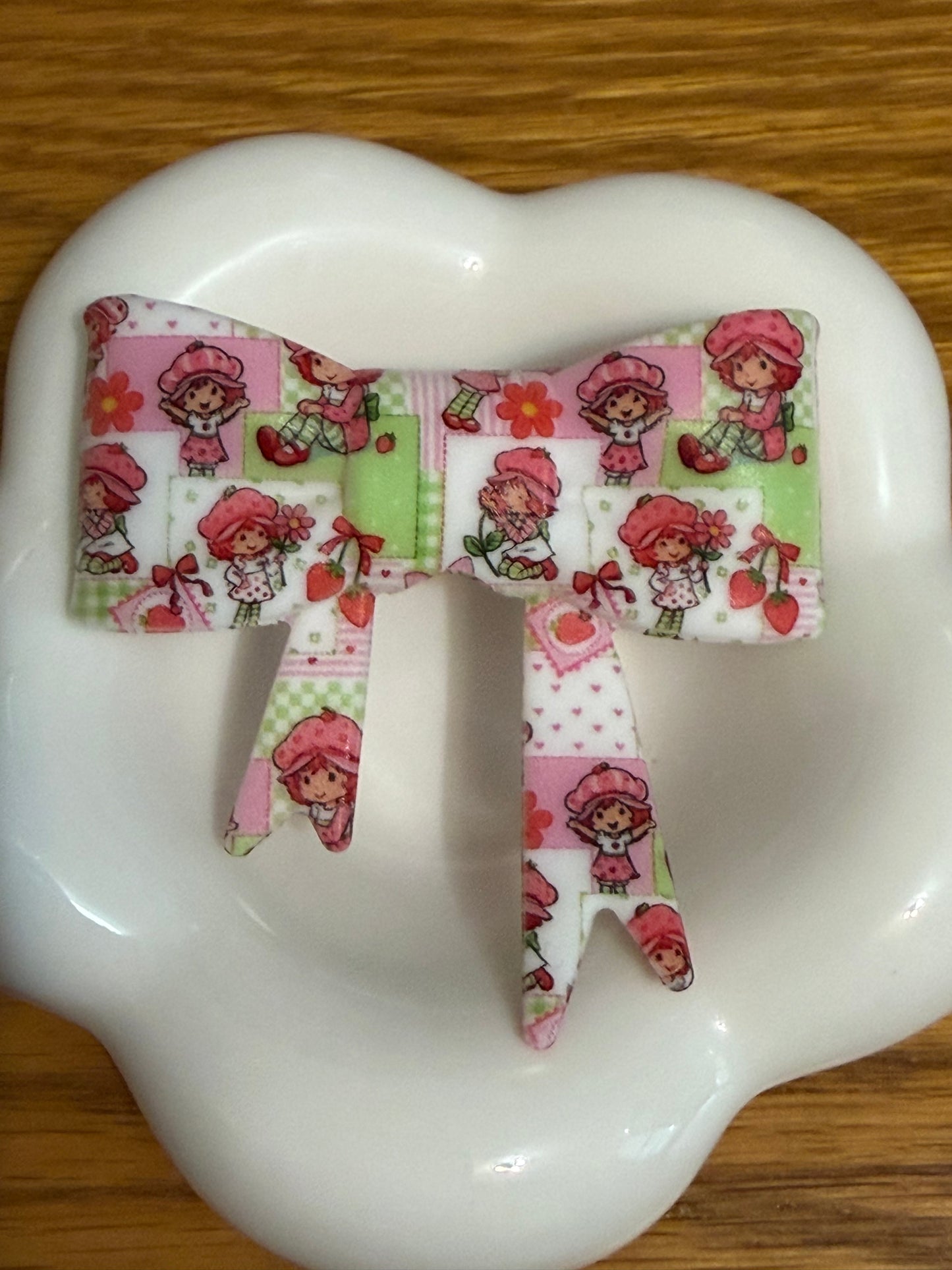 Strawberry Girl Large Bow Silicone Focal Bead-1