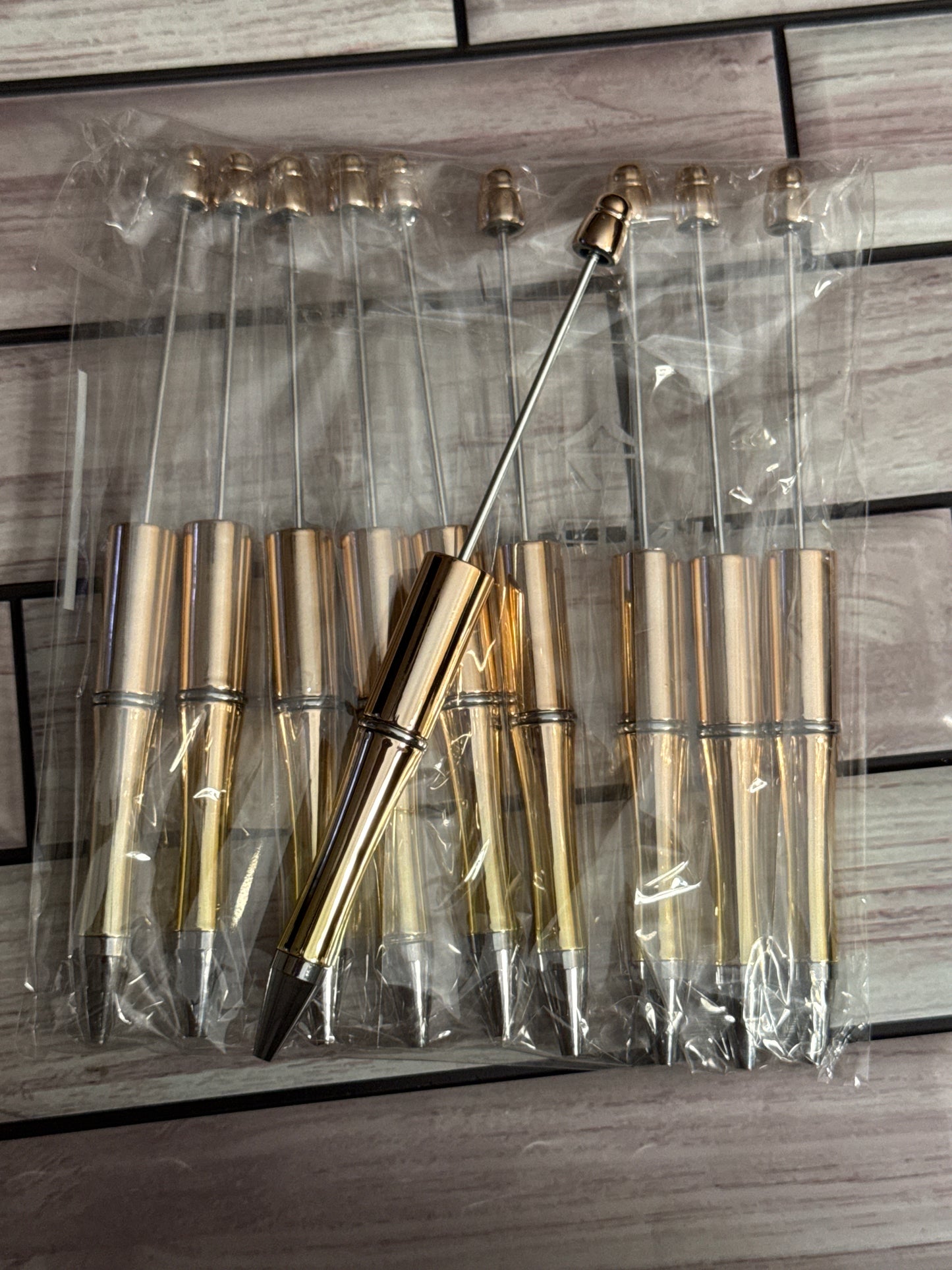 Shiny metallic Beadable pen -10 pack