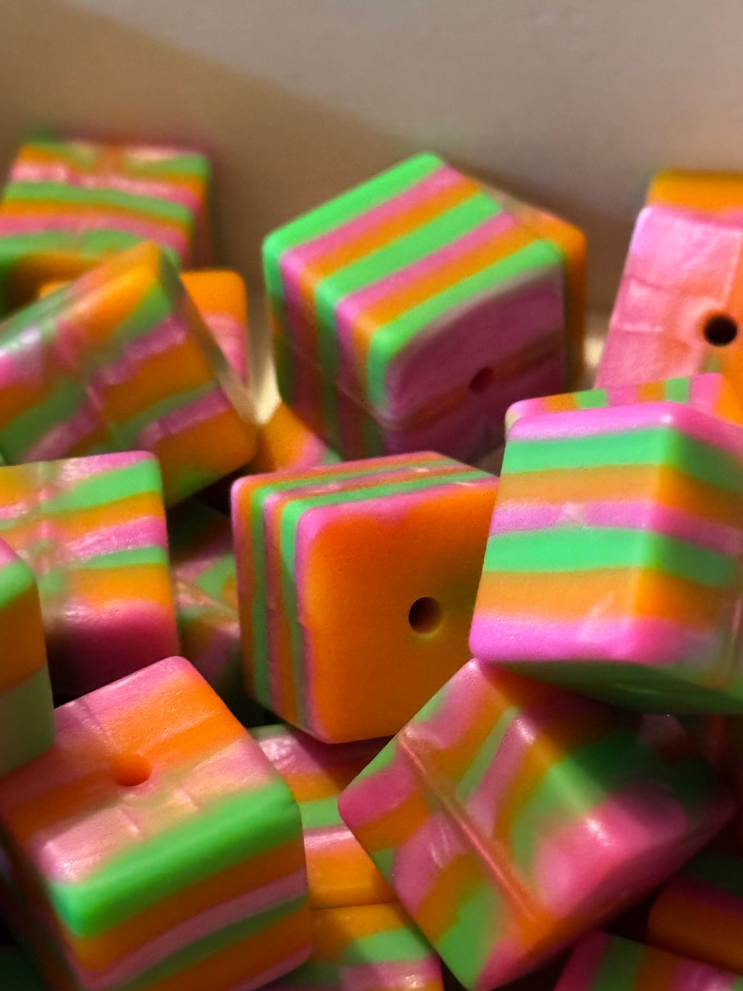 Holly Melon square silicone bead-1