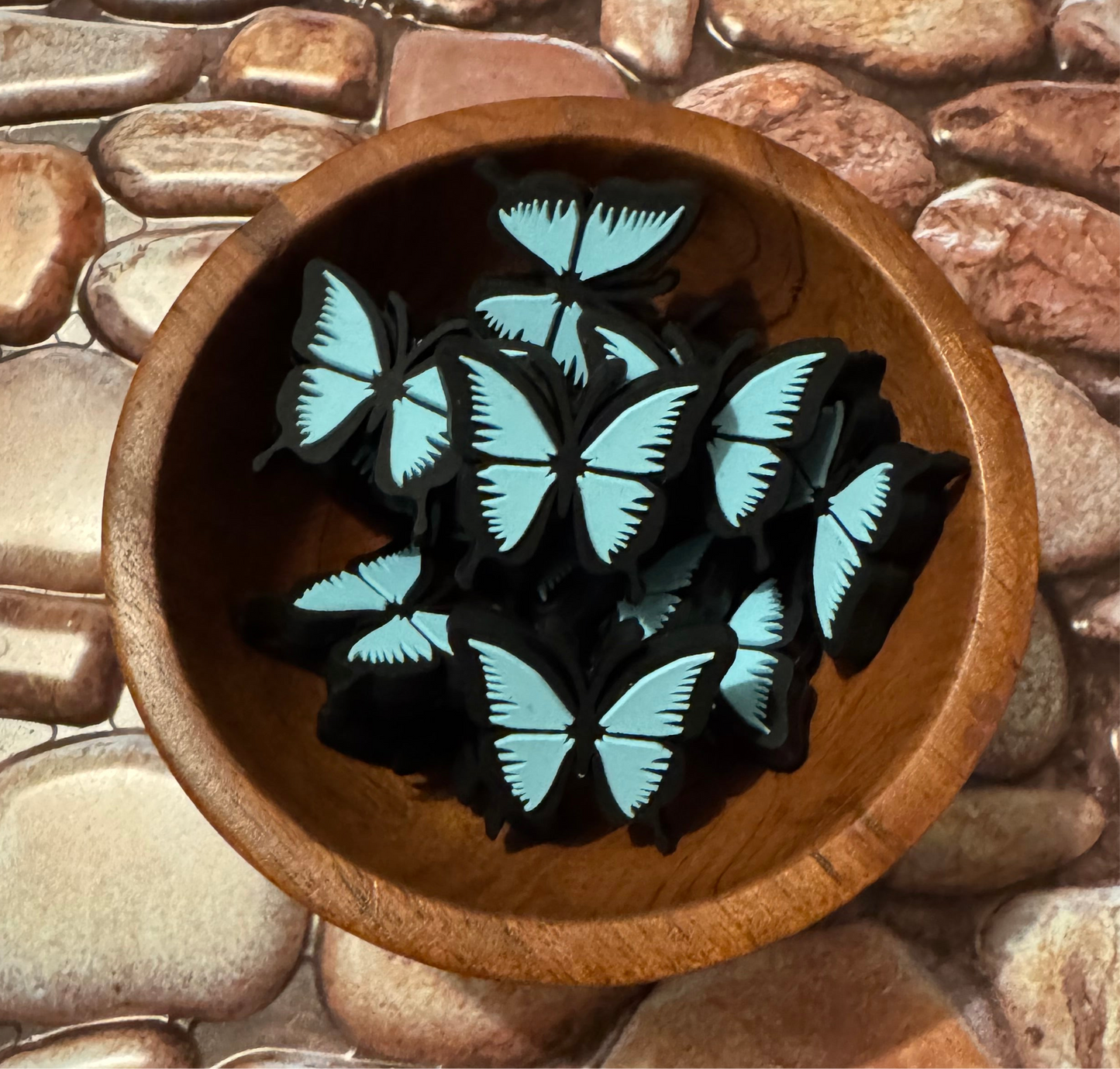 Blue Butterfly Silicone Focal Bead-1