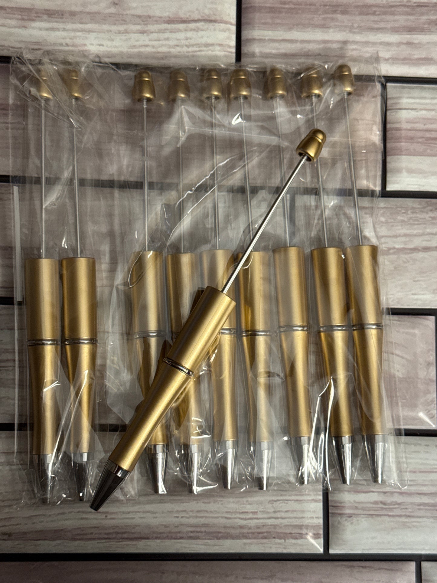 Metallic Gold Shiny Beadable pen -10 pack