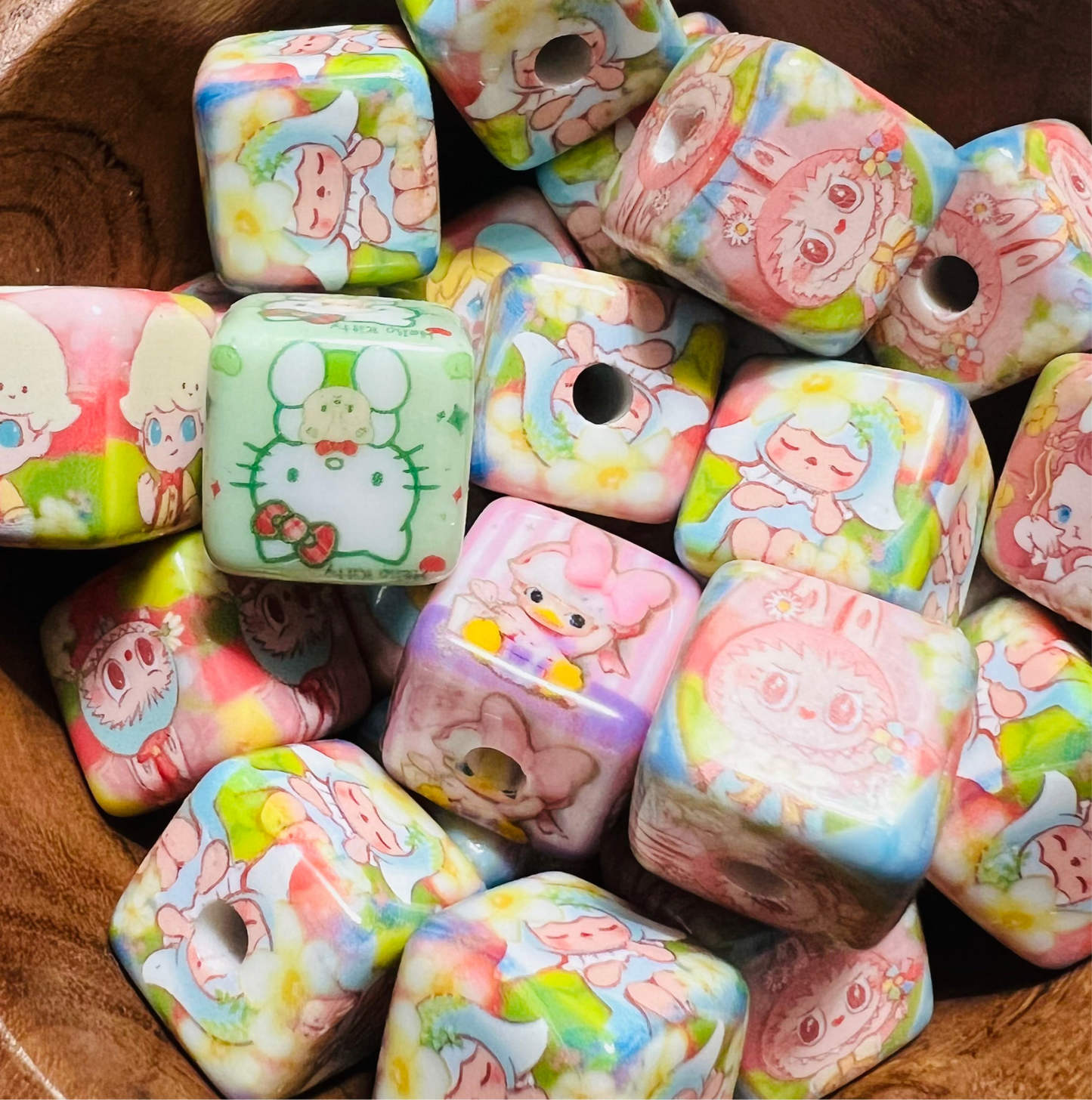 Labubu Acrylic Square DIY beads-10 pack