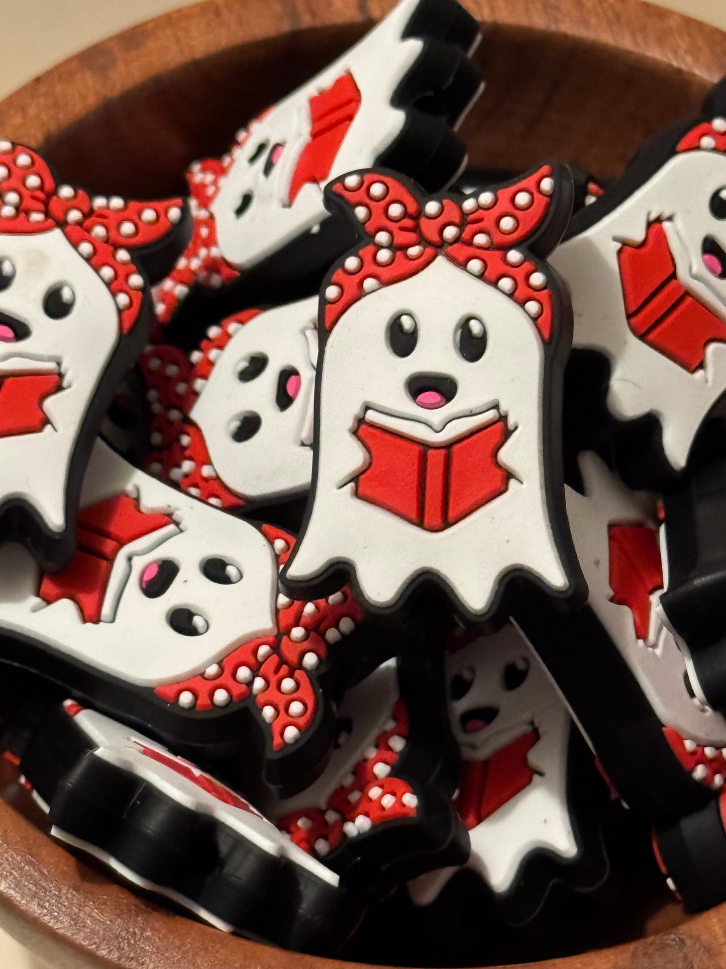 Ghost Reading a Book Silicone Focal bead-1