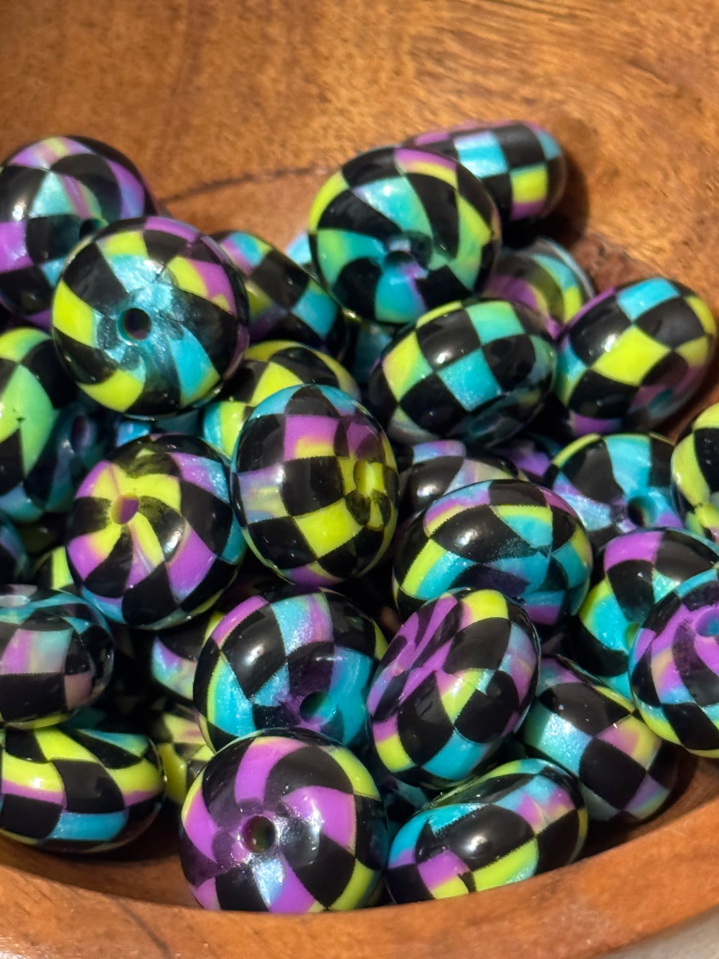 Retro Checkered Dance floor Abacus Silicone beads-1