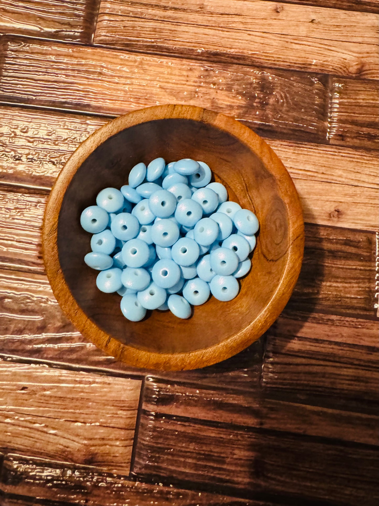 Baby’s Breath Blue Opal Silicone Lentil custom color beads-10 pack