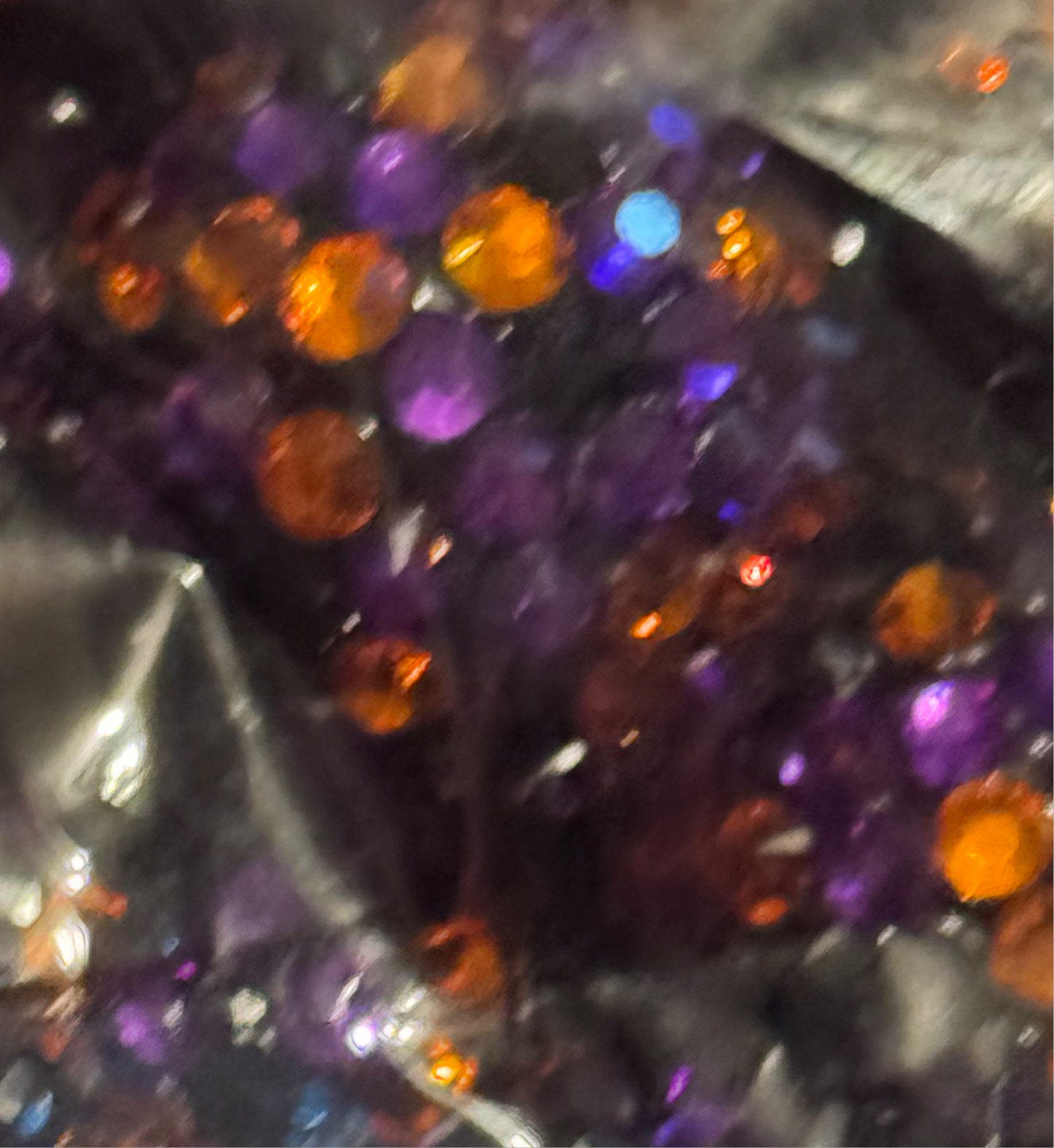 Purple, Black & Orange Rhinestone Bead 20mm