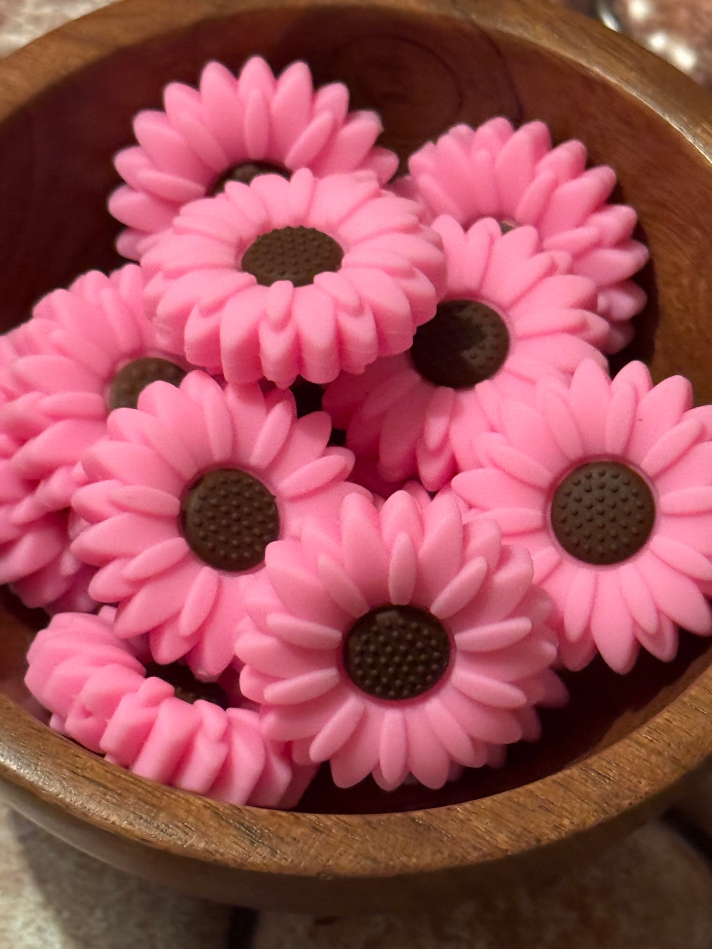 Pink Sunflower Silicone Focal Bead-1