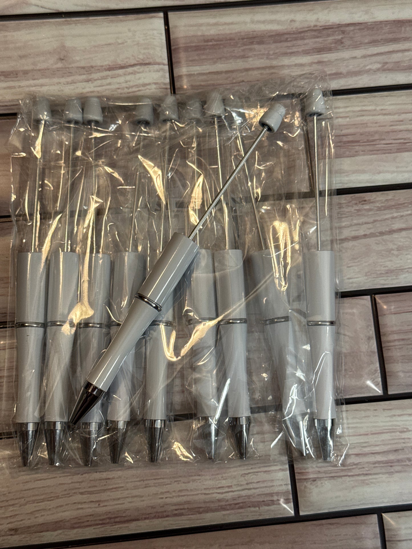 White shiny Beadable pen-10 pack