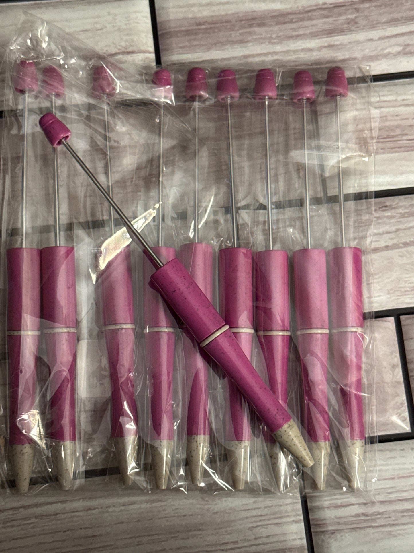 Dark Pink Speckled Egg Beadable Pen-10 pack