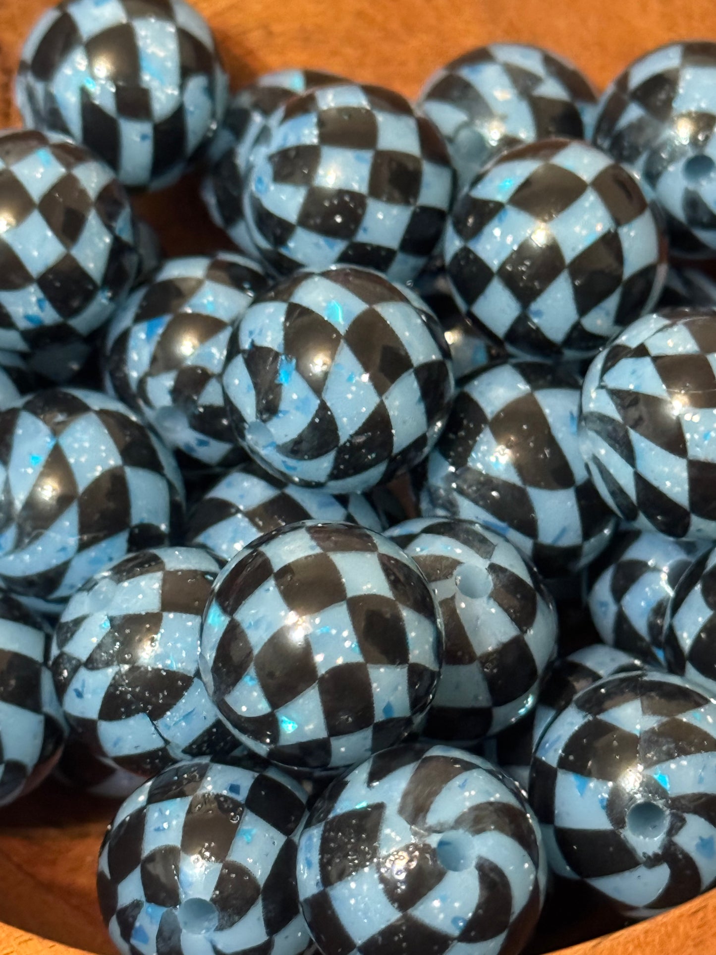 Blueberry Glitter Checkered Dance floor 15mm Silicone beads-1