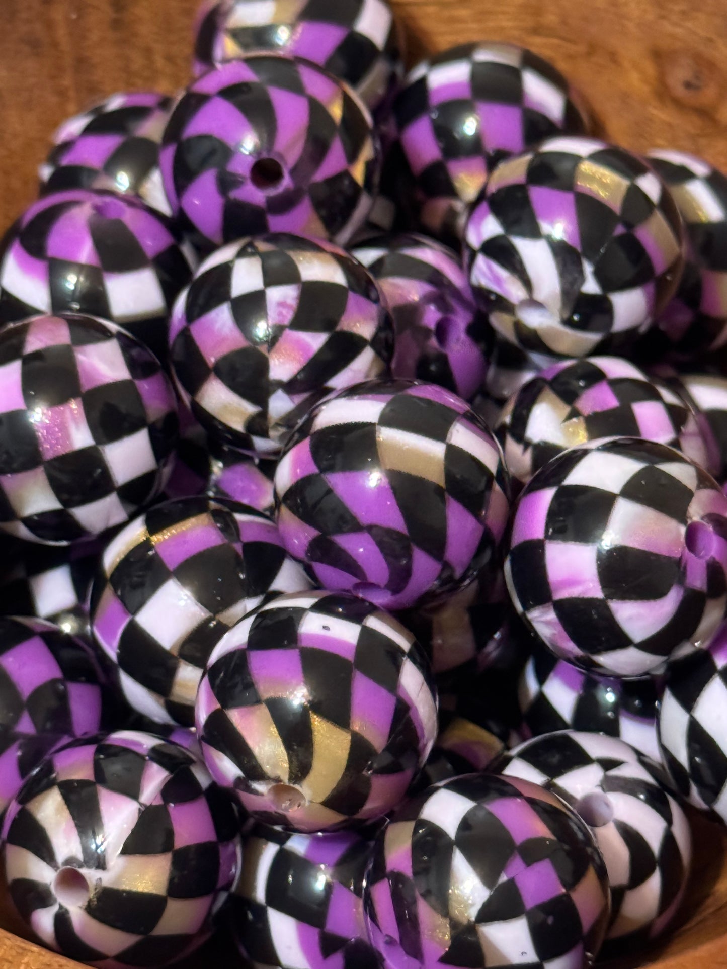 Purple & Gold Glitter Checkered Dance floor 15mm Silicone beads-1