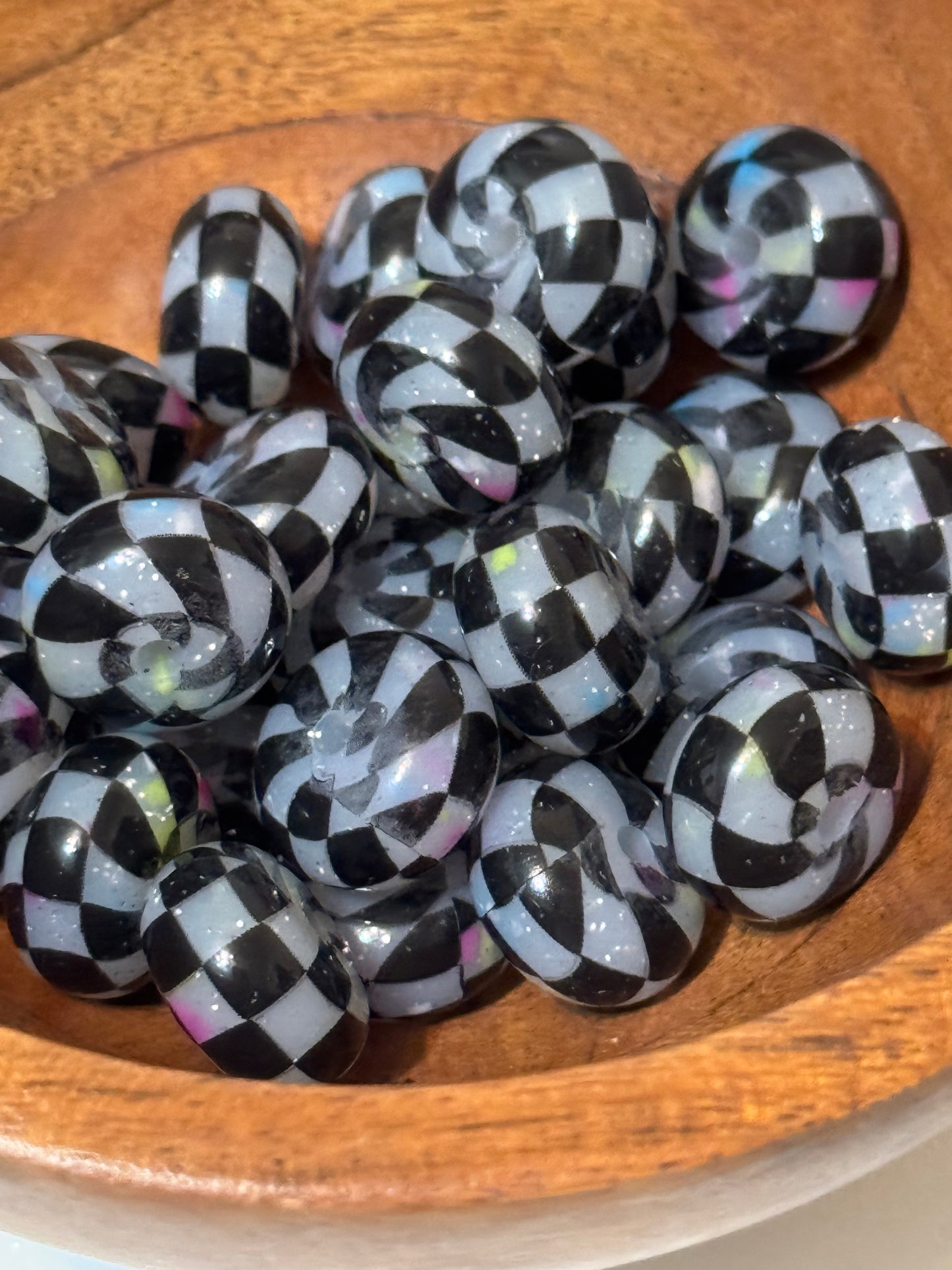 Muti-Colored Chunky Glitter Checkered Dance floor Abacus Silicone beads-1