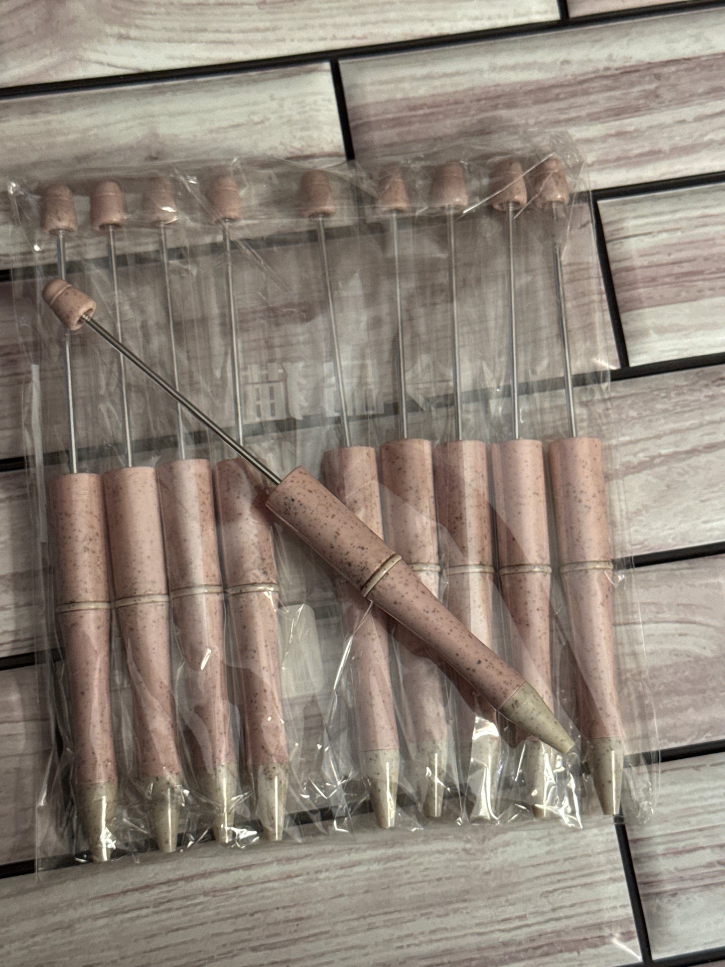 Light Pink speckled egg beadable pen-10 pack