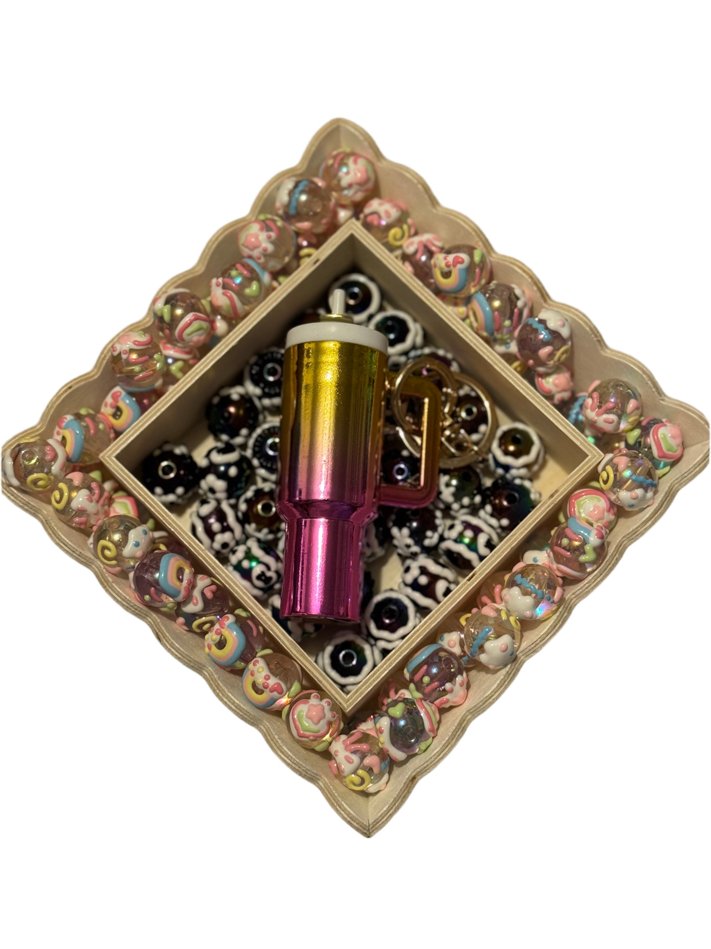 Mini Tumbler Keychain Pink & Yellow Ombre