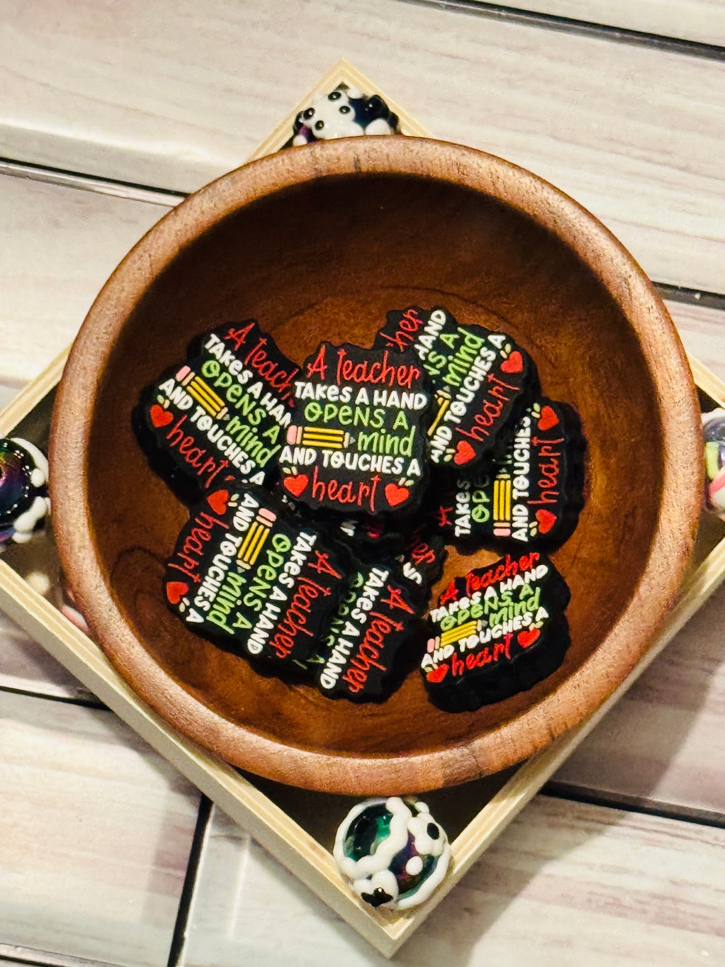 Teacher’s Hand Silicone Focal Bead-1 bead