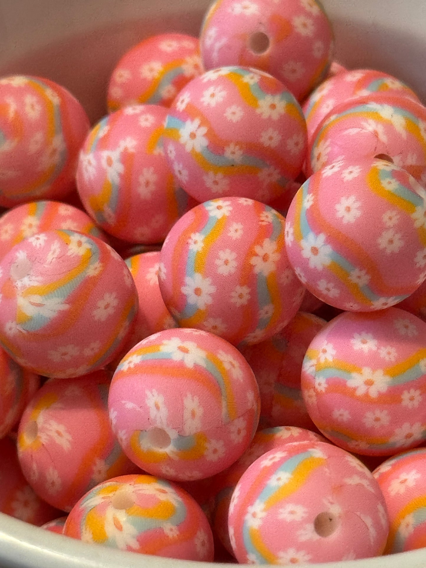 Sherbert Flowers 15mm Silicone bead -1