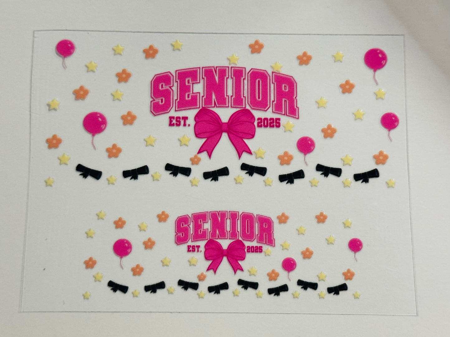 Senior with Bows 2025 UV DTF for mini tumblers