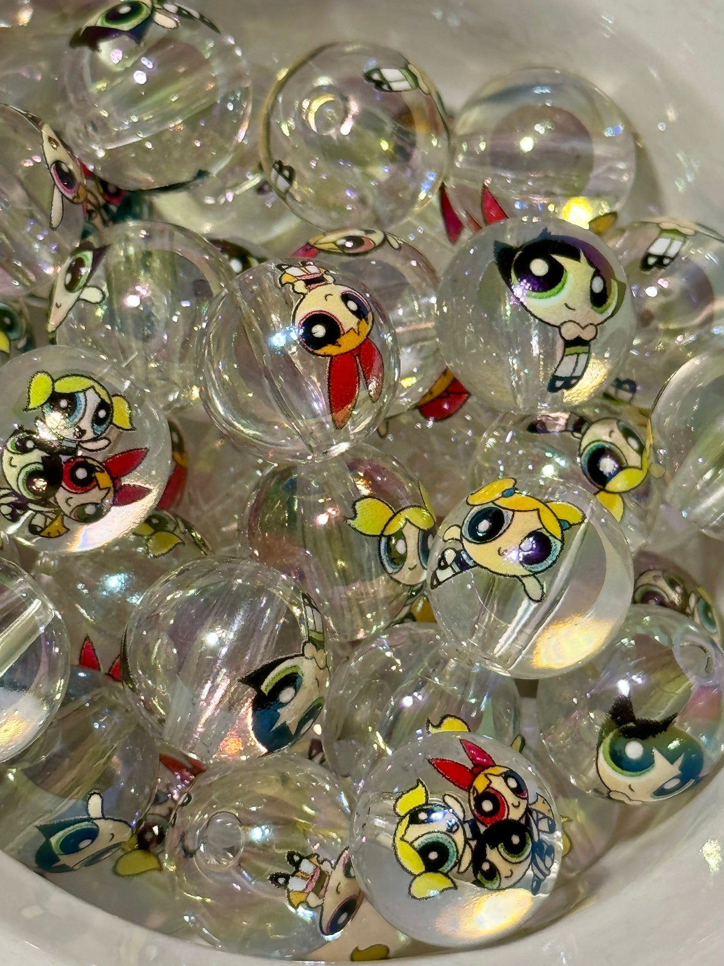 Puff Girls Trio 16mm Acrylic Beads-10 pack