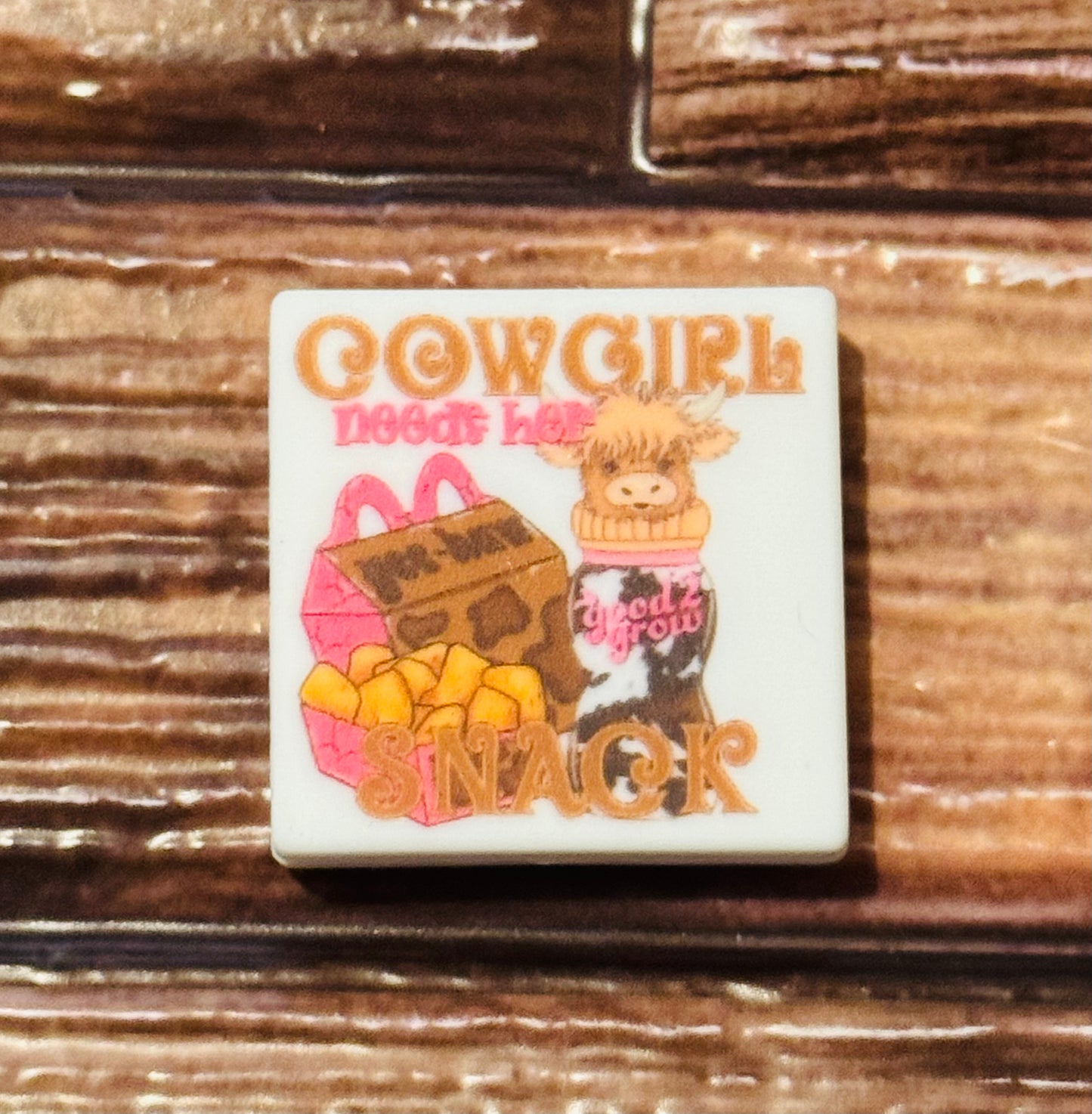 Cowgirl Needs her Snack Silicone focal bead- 1 bead