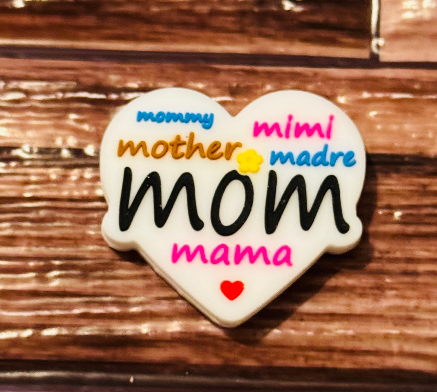 Mom heart silicone focal bead-1 bead