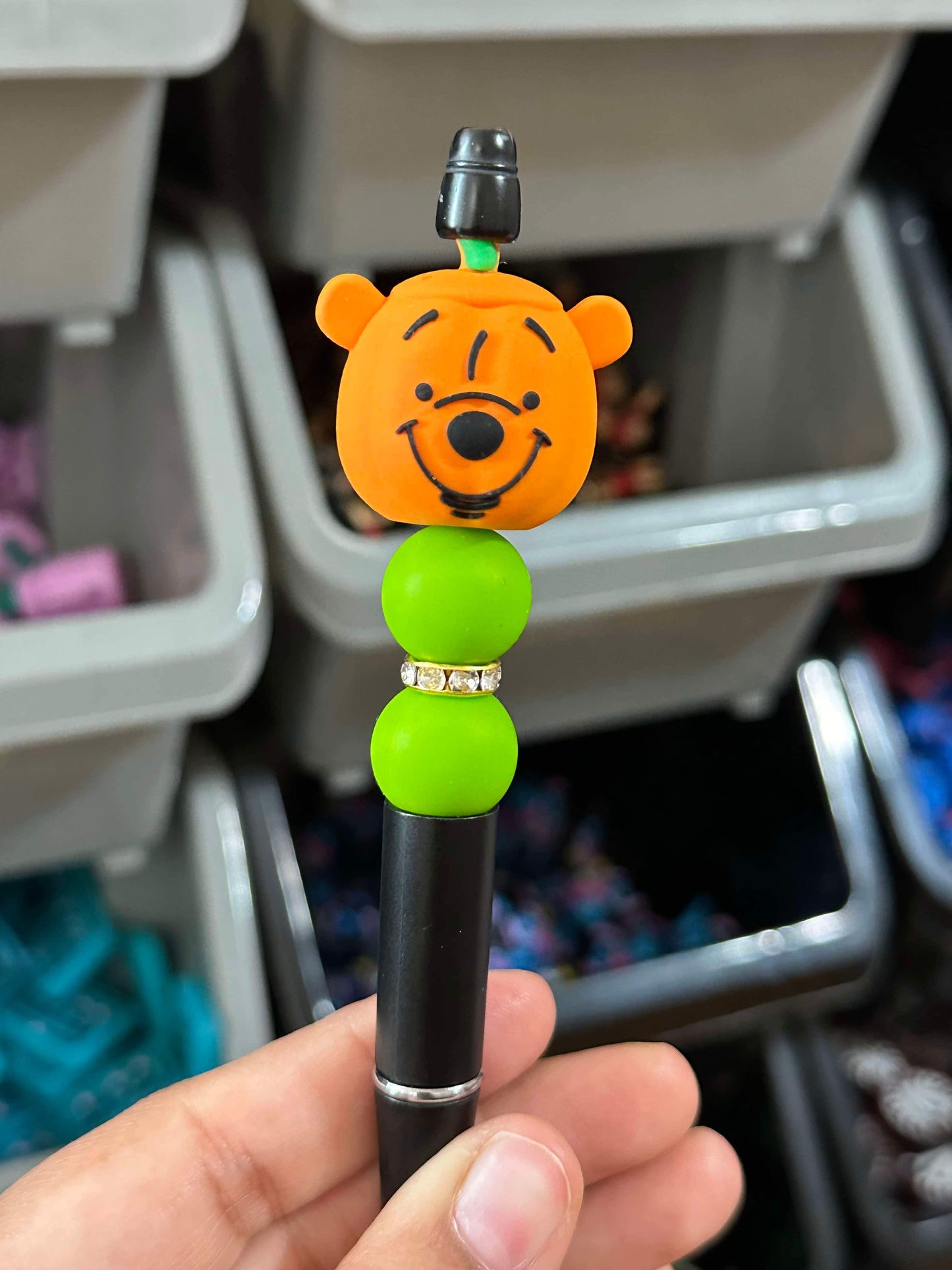 3D Custom Pooh Bear Pumpkin Silicone Focal Set of 2