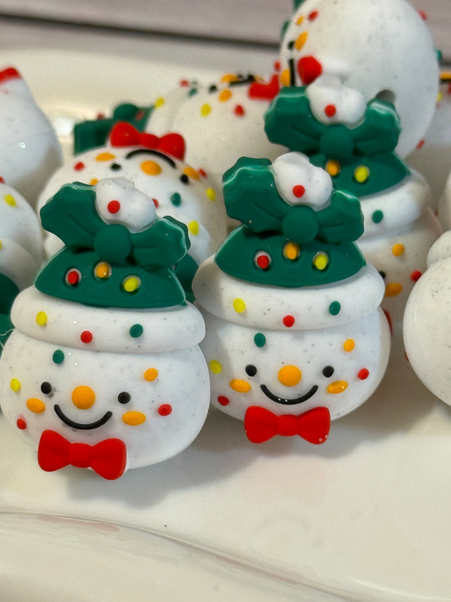 Christmas Snowman Silicone focal bead-1