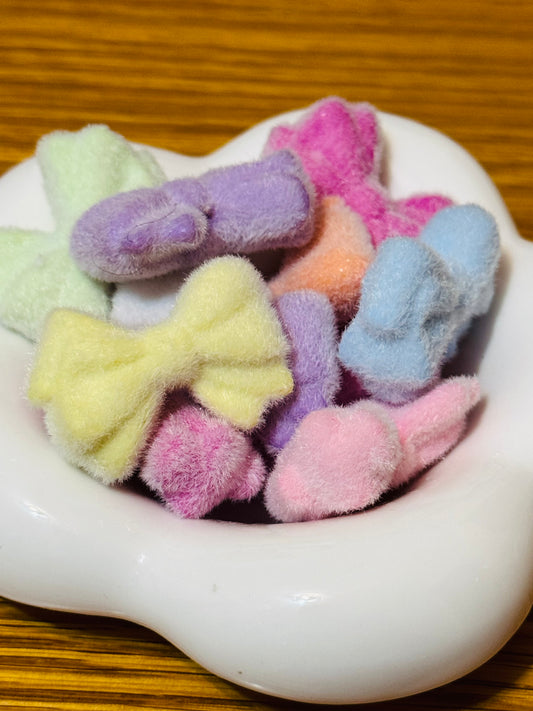 3D fuzzy acrylic bows mixed colors -5 pack