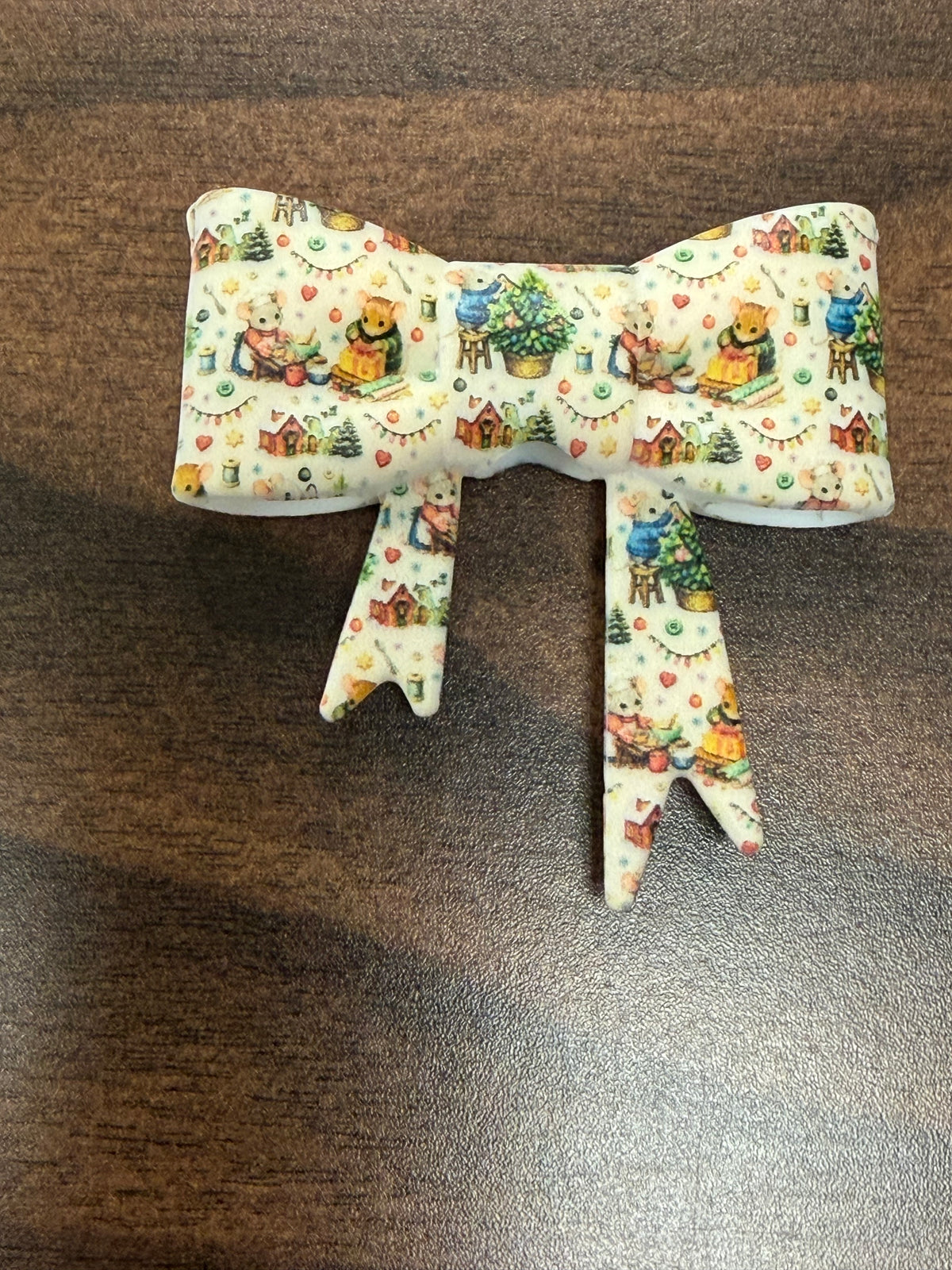 Christmas Mouse Silicone Bow Bead