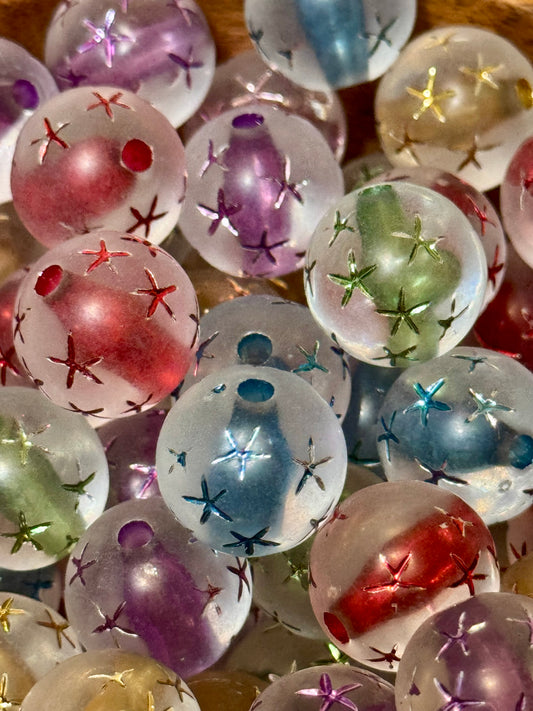 Transparent Starfish 16mm beads-10 pack multi colors