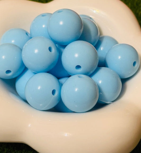 Sky Blue Shiny 15 mm Silicone beads-10 pack
