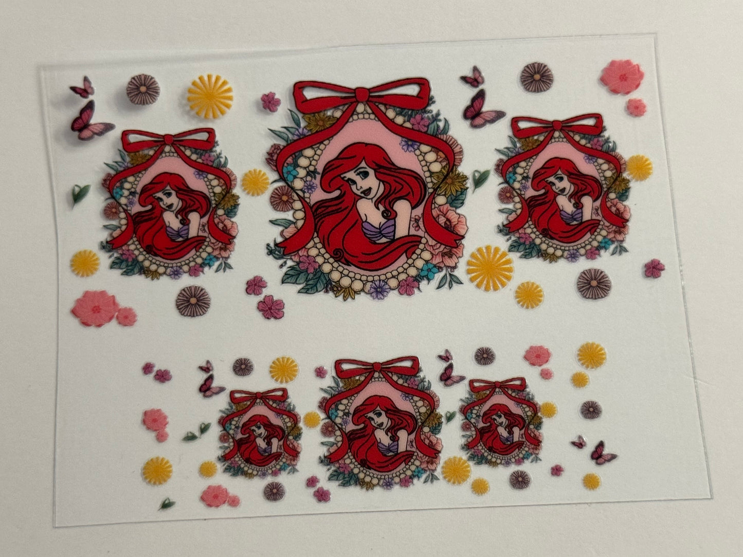 Mermaid with Bow UV DTF for Mini Tumblers