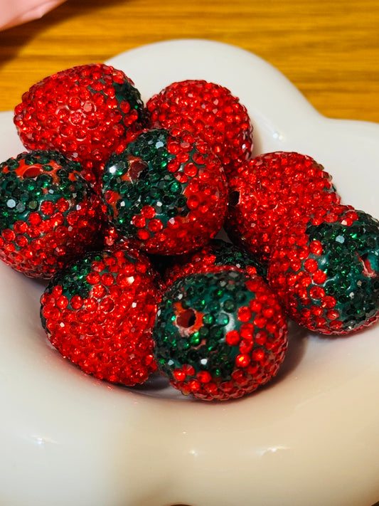 Rhinestone strawberries, 16 mm with hole -1