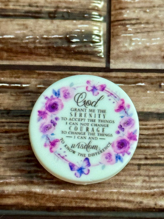 Serenity Prayer Silicone focal bead -1 custom