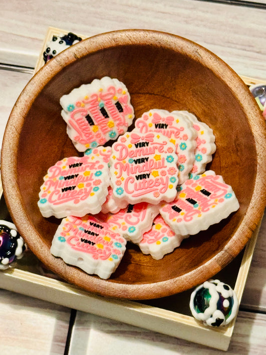 Very Demure Very Mindful Very Cutesy White Silicone Focal Bead -1