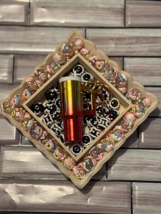 Mini Tumbler Keychains Yellow & Red Ombre