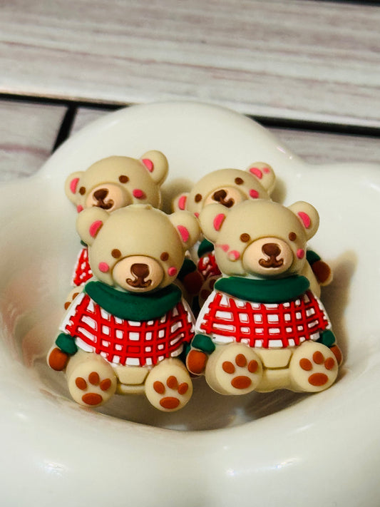 Winter 3d Teddy Bear Silicone focal bead-1