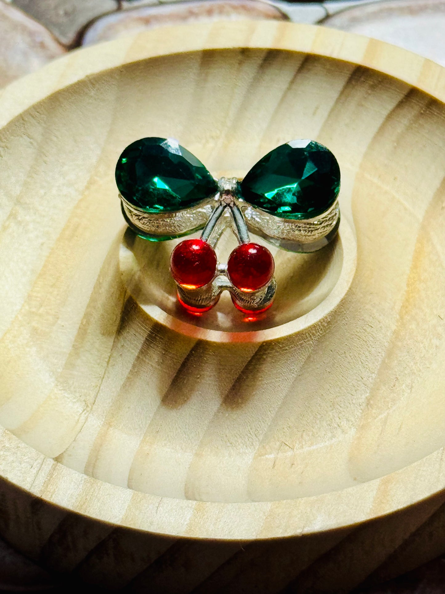 Cherry Rhinestone metal Charm for Beadable items-1