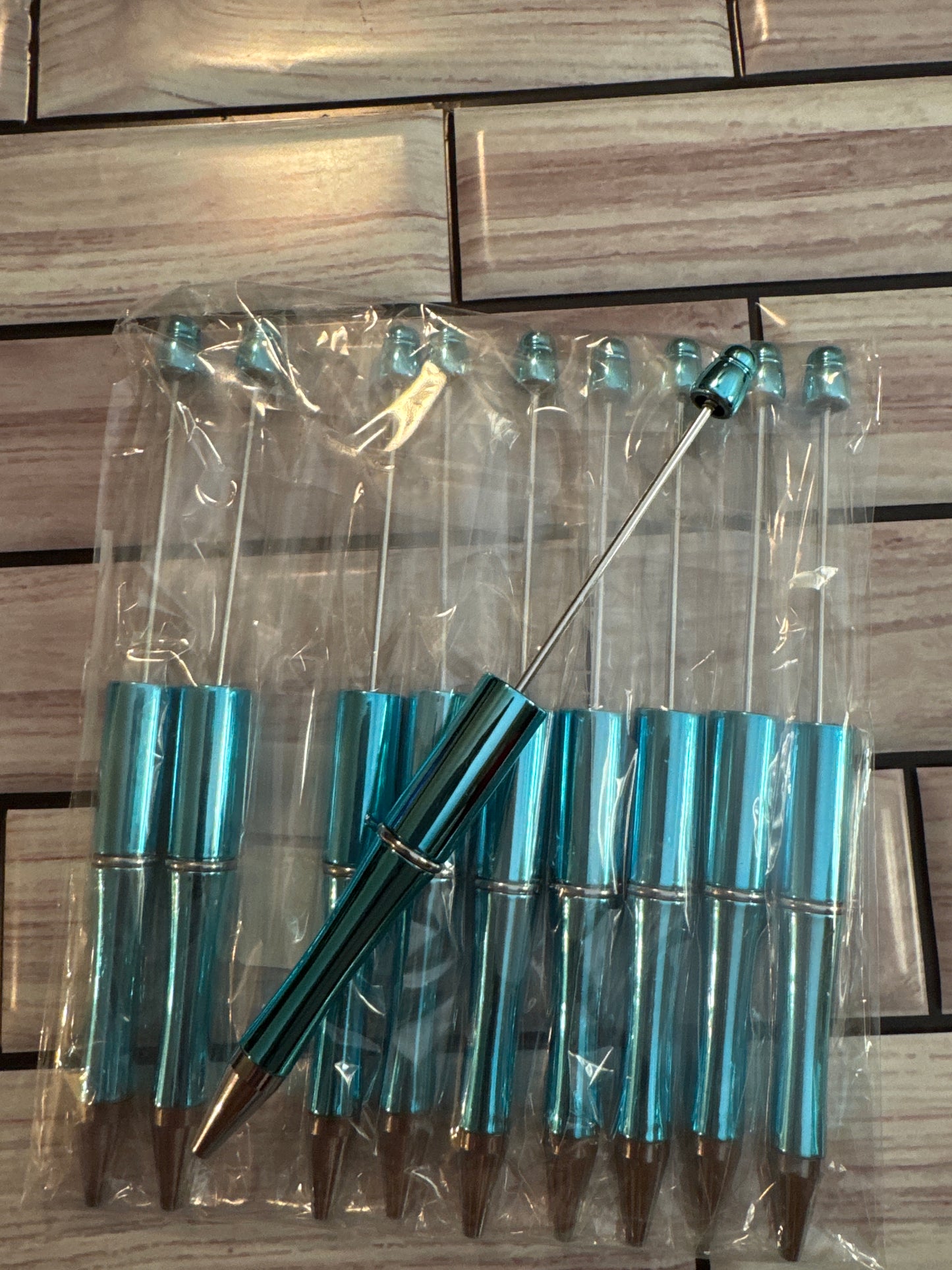 Metallic blue beadable pen- 10 pack