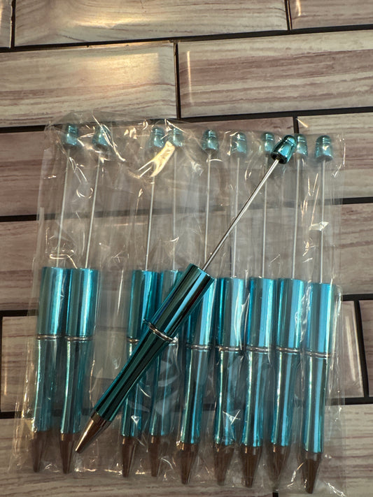 Metallic blue beadable pen- 10 pack