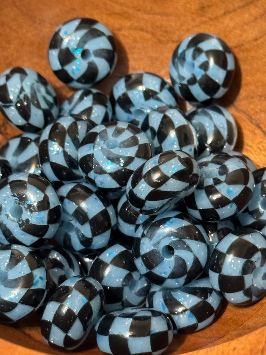 Blueberry Glitter Checkered Dance floor Abucus Silicone beads-1