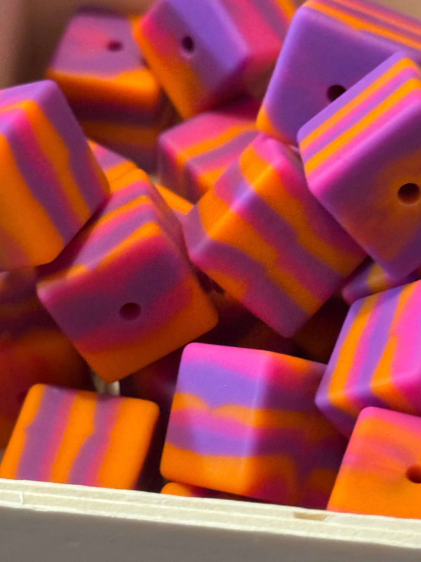 Orange Dream square silicone bead-1