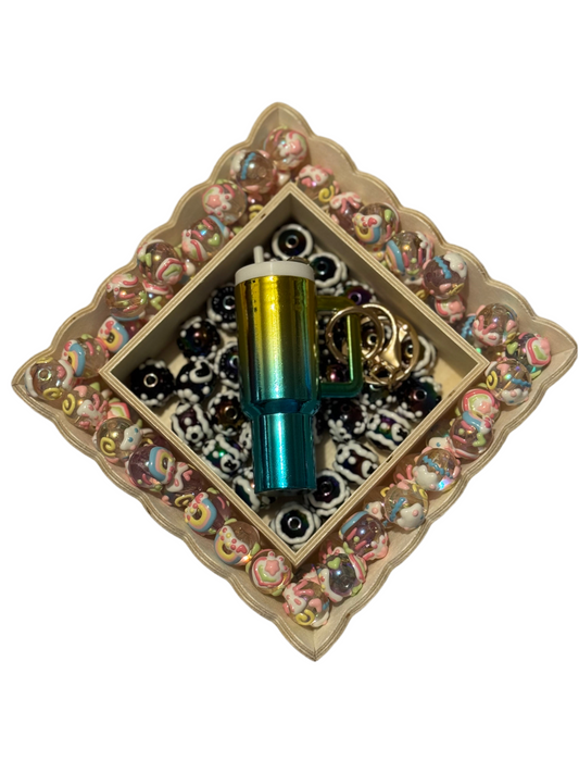 Mini Tumbler Keychain Yellow and Green Ombre