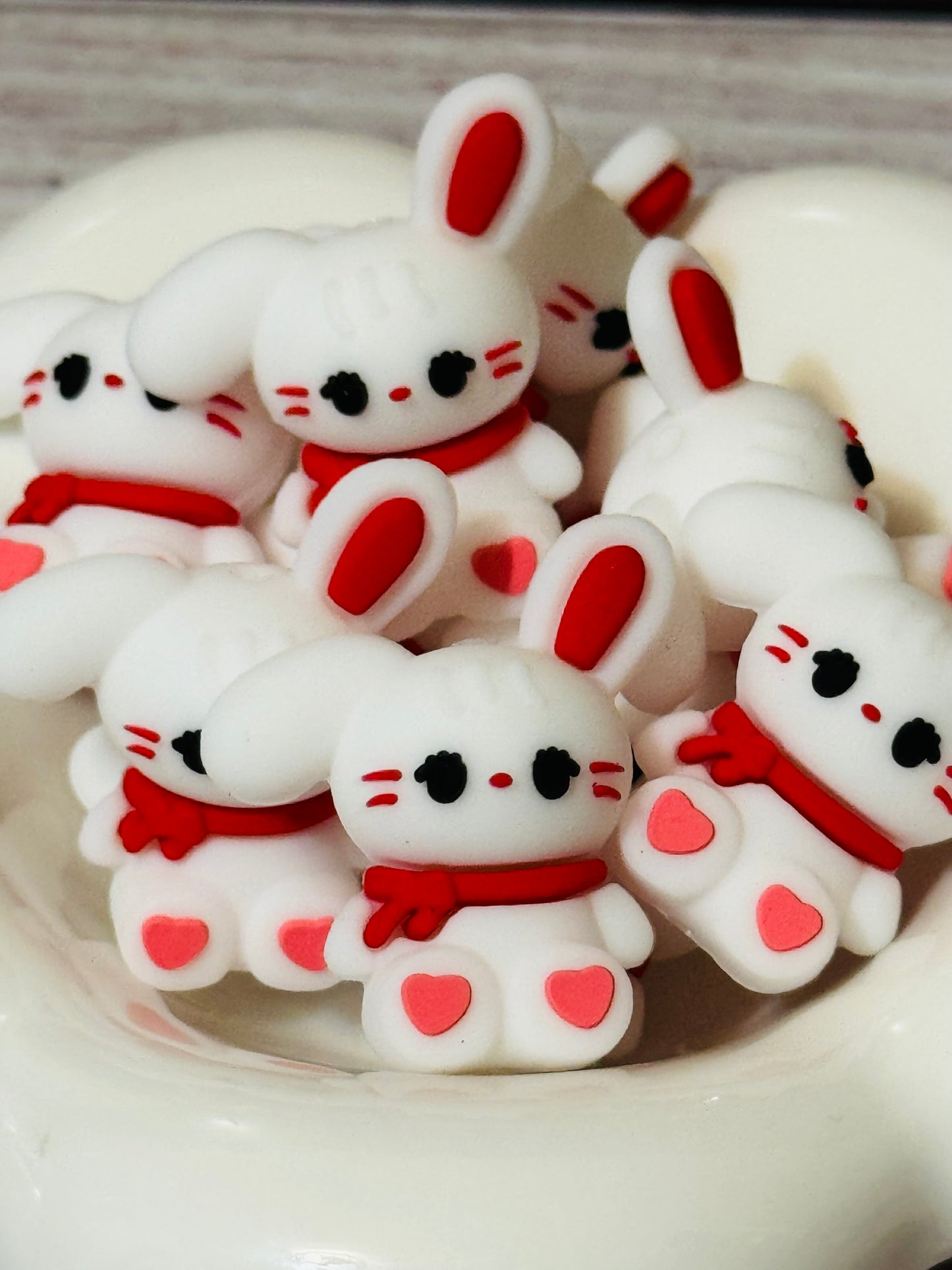 Christmas 3D Winter Bunny Silicone focal bead-1