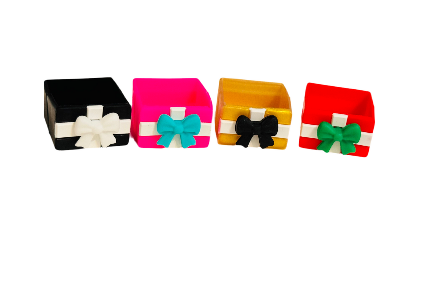 3D Hollow Gift boxes Presents with bow Silicone Focal bead-1