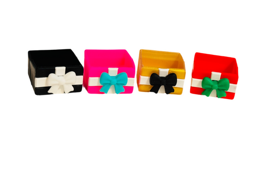 3D Hollow Gift boxes Presents with bow Silicone Focal bead-1