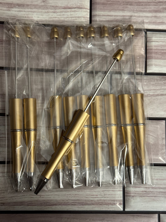 Metallic Gold Shiny Beadable pen -10 pack