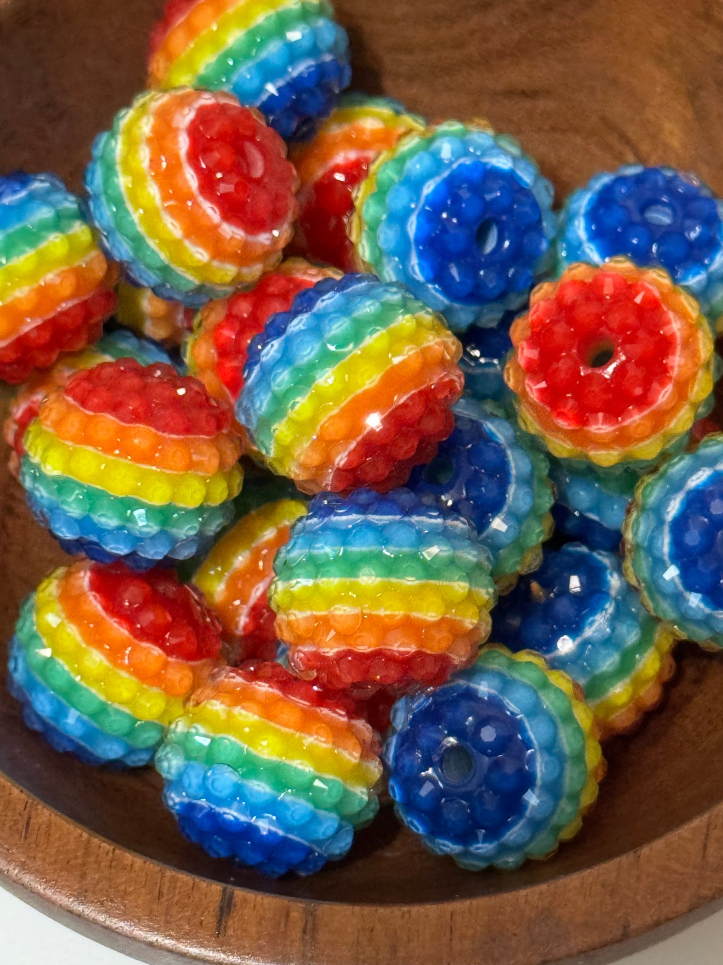 Rainbow Rhinestone jelly 16mm beads